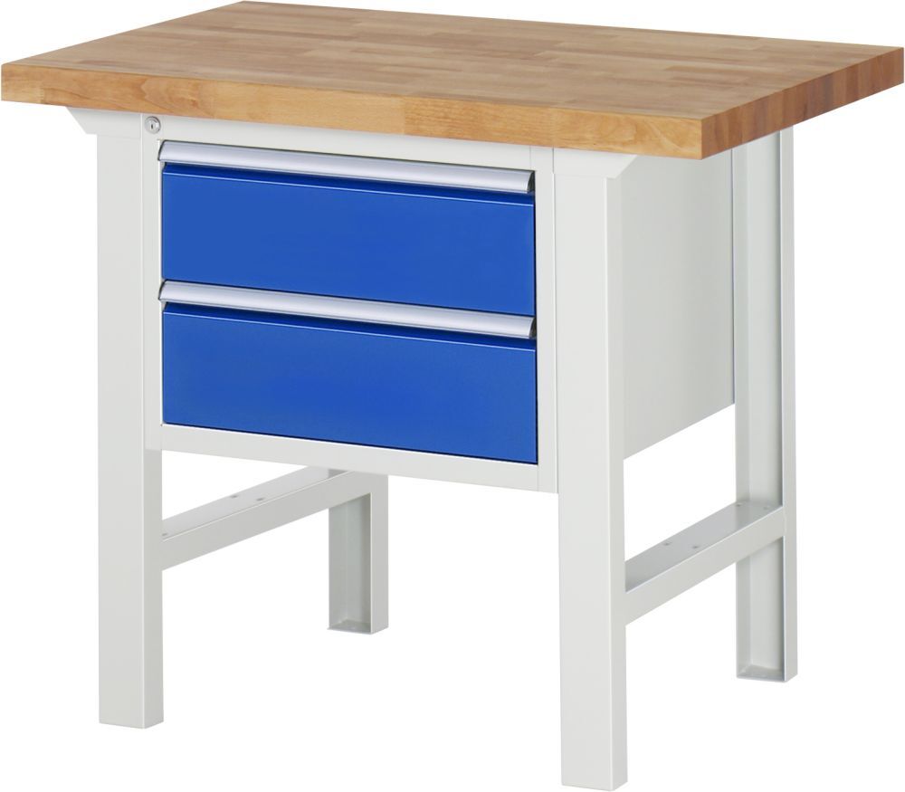 RAU Werkbank Modell 7125 B1000 x T700 x H840 mm, Gestell RAL7035, Ausstatung RAL5010 Produktbild RAU Werkbank Modell 7125 B1000 x T700 x H840 mm, Gestell RAL7035, Ausstatung RAL5010