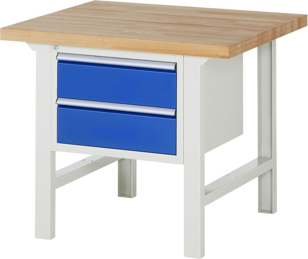 RAU Werkbank Modell 7125 B1000 x T900 x H840 mm, Gestell RAL7035, Ausstatung RAL5010 Produktbild RAU Werkbank Modell 7125 B1000 x T900 x H840 mm, Gestell RAL7035, Ausstatung RAL5010