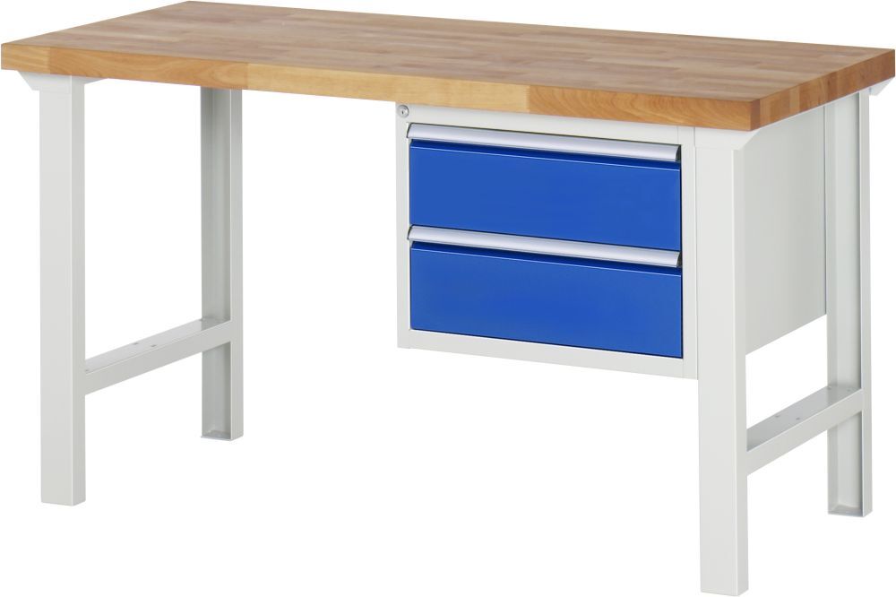 RAU Werkbank Modell 7125 B1500 x T700 x H840 mm, Gestell RAL7035, Ausstatung RAL5010 Produktbild RAU Werkbank Modell 7125 B1500 x T700 x H840 mm, Gestell RAL7035, Ausstatung RAL5010