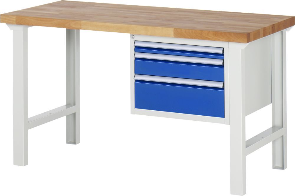 RAU Werkbank Modell 7126 B1500 x T700 x H840 mm, Gestell RAL7035, Ausstatung RAL5010 Produktbild RAU Werkbank Modell 7126 B1500 x T700 x H840 mm, Gestell RAL7035, Ausstatung RAL5010