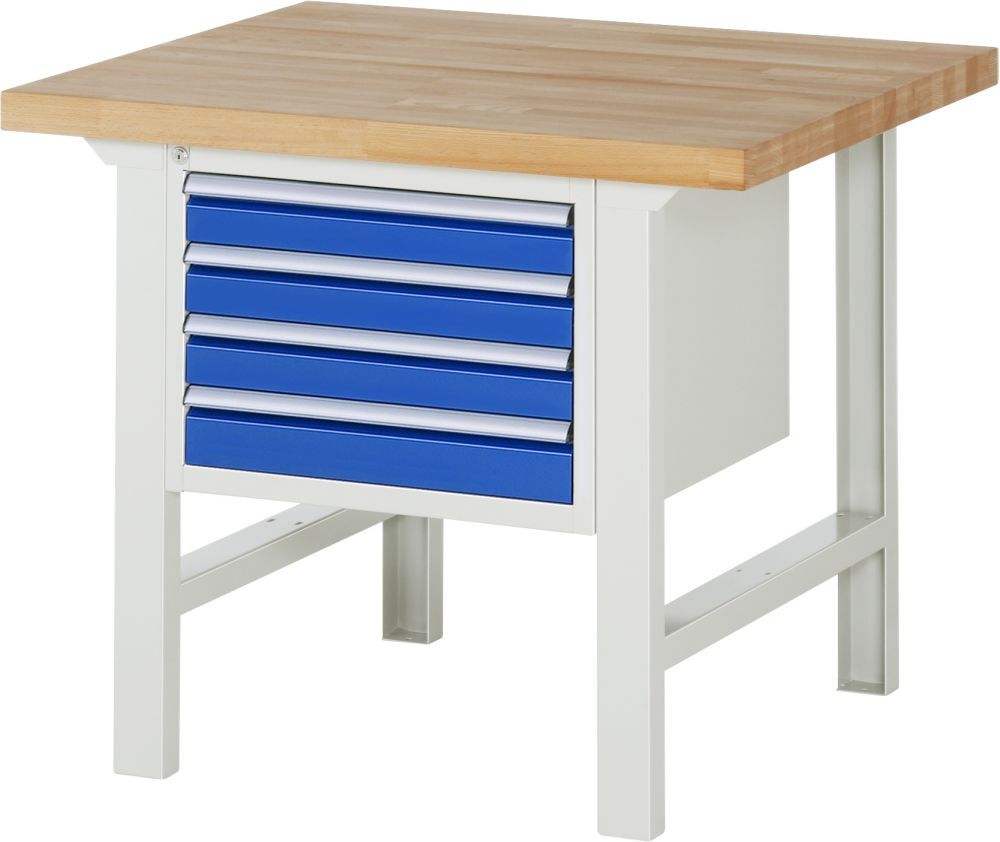 RAU Werkbank Modell 7133 B1000 x T900 x H840 mm, Gestell RAL7035, Ausstatung RAL5010 Produktbild RAU Werkbank Modell 7133 B1000 x T900 x H840 mm, Gestell RAL7035, Ausstatung RAL5010