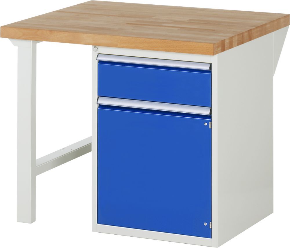 RAU Werkbank Modell 7502 B1000 x T900 x H840 mm, Gestell RAL7035, Ausstatung RAL5010 Produktbild RAU Werkbank Modell 7502 B1000 x T900 x H840 mm, Gestell RAL7035, Ausstatung RAL5010