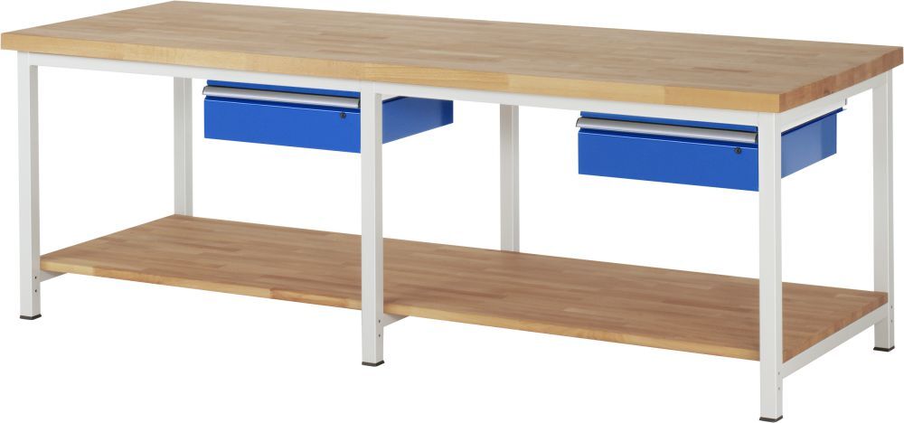 Rau Werkbank Modell 8001 Breite 2500 mm x Tiefe 900 mm x Höhe 840 mm Produktbild Rau Werkbank Modell 8001 Breite 2500 mm x Tiefe 900 mm x Höhe 840 mm