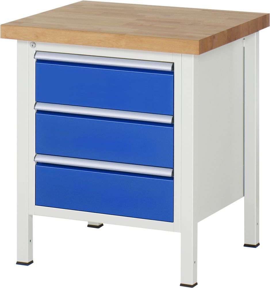 RAU Werkbank Modell 8157 B750 x T700 x H840 mm, Gestell RAL7035, Ausstatung RAL5010 Produktbild RAU Werkbank Modell 8157 B750 x T700 x H840 mm, Gestell RAL7035, Ausstatung RAL5010