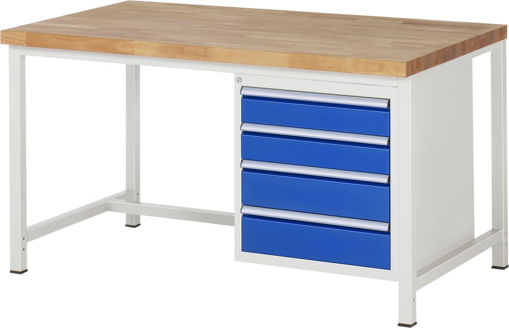 RAU Werkbank Modell 8162 B1500 x T900 x H840 mm, Gestell RAL7035, Ausstatung RAL5010 Produktbild RAU Werkbank Modell 8162 B1500 x T900 x H840 mm, Gestell RAL7035, Ausstatung RAL5010