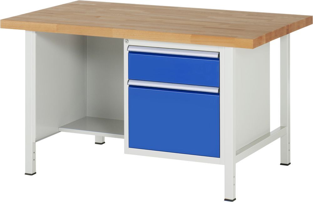 RAU Werkbank Modell 8451 B1500 x T900 x H840 mm, Gestell RAL7035, Ausstatung RAL5010 Produktbild RAU Werkbank Modell 8451 B1500 x T900 x H840 mm, Gestell RAL7035, Ausstatung RAL5010 bild 1