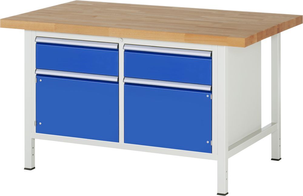 RAU Werkbank Modell 8466 B1500 x T900 x H840 mm, Gestell RAL7035, Ausstatung RAL5010 Produktbild RAU Werkbank Modell 8466 B1500 x T900 x H840 mm, Gestell RAL7035, Ausstatung RAL5010