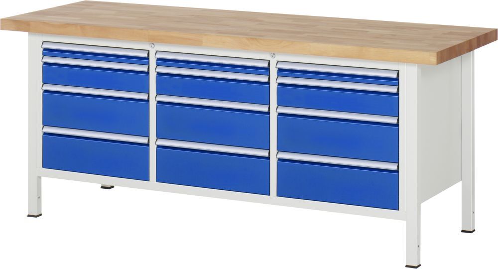 RAU Werkbank 8000 Modell 8580 Breite 2000 mm Höhe verstellbar Produktbild RAU Werkbank 8000 Modell 8580 Breite 2000 mm Höhe verstellbar