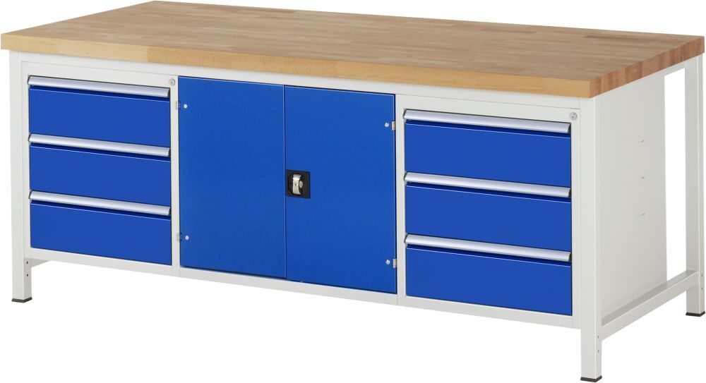 RAU Werkbank 8000 Modell 8907 mit Unterbaucontainer 2000 mm Produktbild RAU Werkbank 8000 Modell 8907 mit Unterbaucontainer 2000 mm