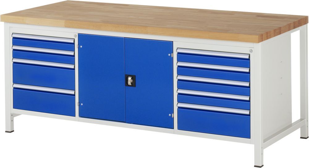 RAU Werkbank 8000 Modell 8908 mit Unterbaucontainer 2000 mm Produktbild RAU Werkbank 8000 Modell 8908 mit Unterbaucontainer 2000 mm