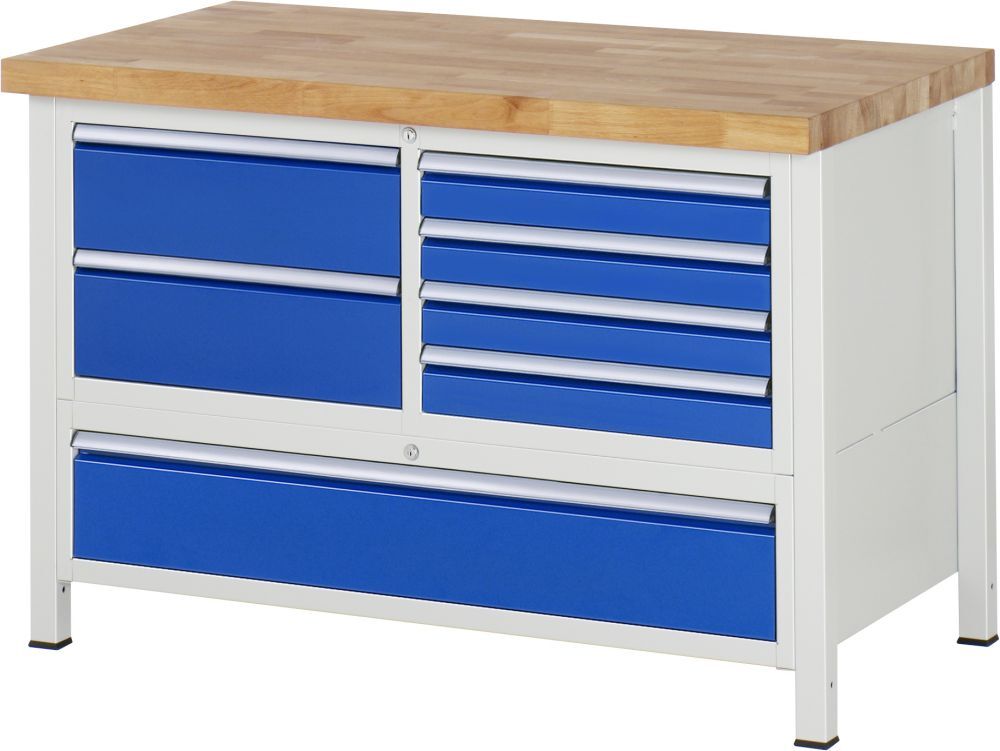 RAU Werkbank 8000 Modell 8931 1250 mm mit Unterbaucontainer Produktbild RAU Werkbank 8000 Modell 8931 1250 mm mit Unterbaucontainer