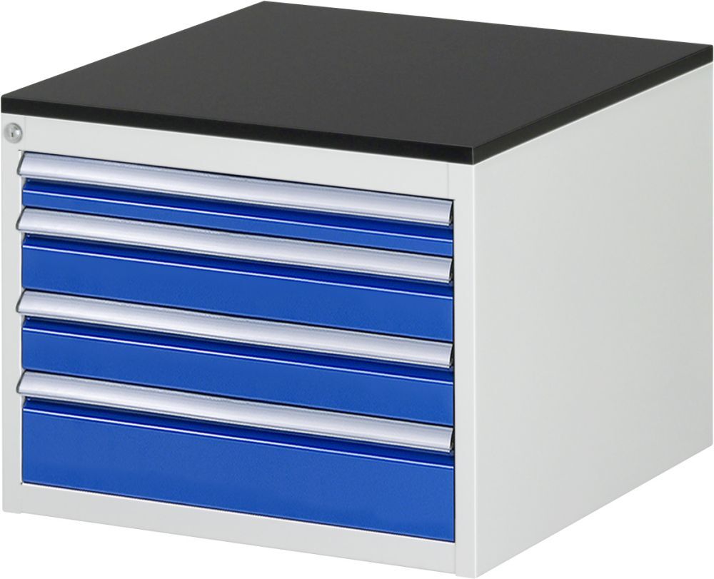 Rau Schubladenschrank Serie 7000 4 Schubladen Größe L RAL7035 RAL5010 Produktbild Rau Schubladenschrank Serie 7000 4 Schubladen Größe L RAL7035 RAL5010