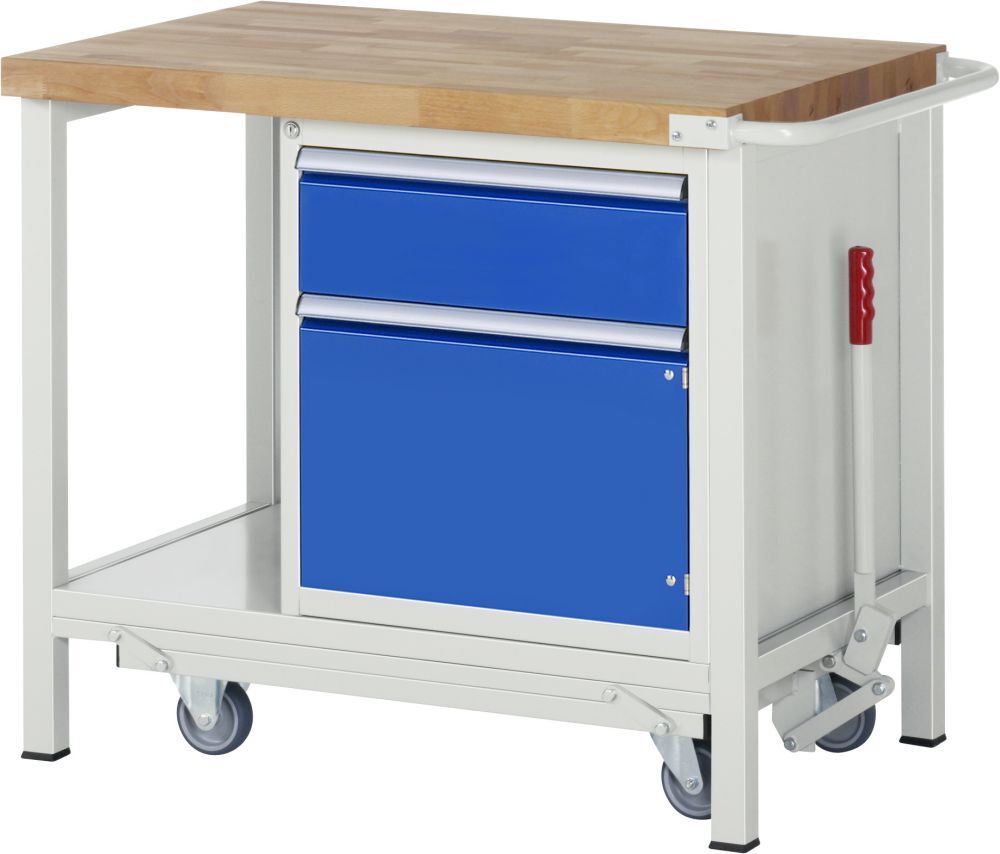RAU Werkbank mit absenkbarem Fahrgestell Modell 8152 B1000 x T700 x H880 mm Produktbild RAU Werkbank mit absenkbarem Fahrgestell Modell 8152 B1000 x T700 x H880 mm