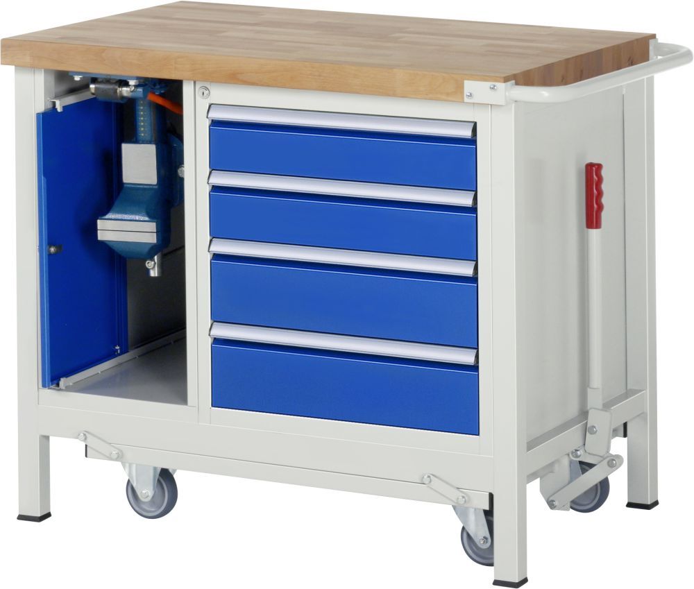 RAU Werkbank mit absenkbarem Fahrgestell Modell 8185 B 1250 mm x T 700 mm x H 880 mm Produktbild RAU Werkbank mit absenkbarem Fahrgestell Modell 8185 B 1250 mm x T 700 mm x H 880 mm bild 3