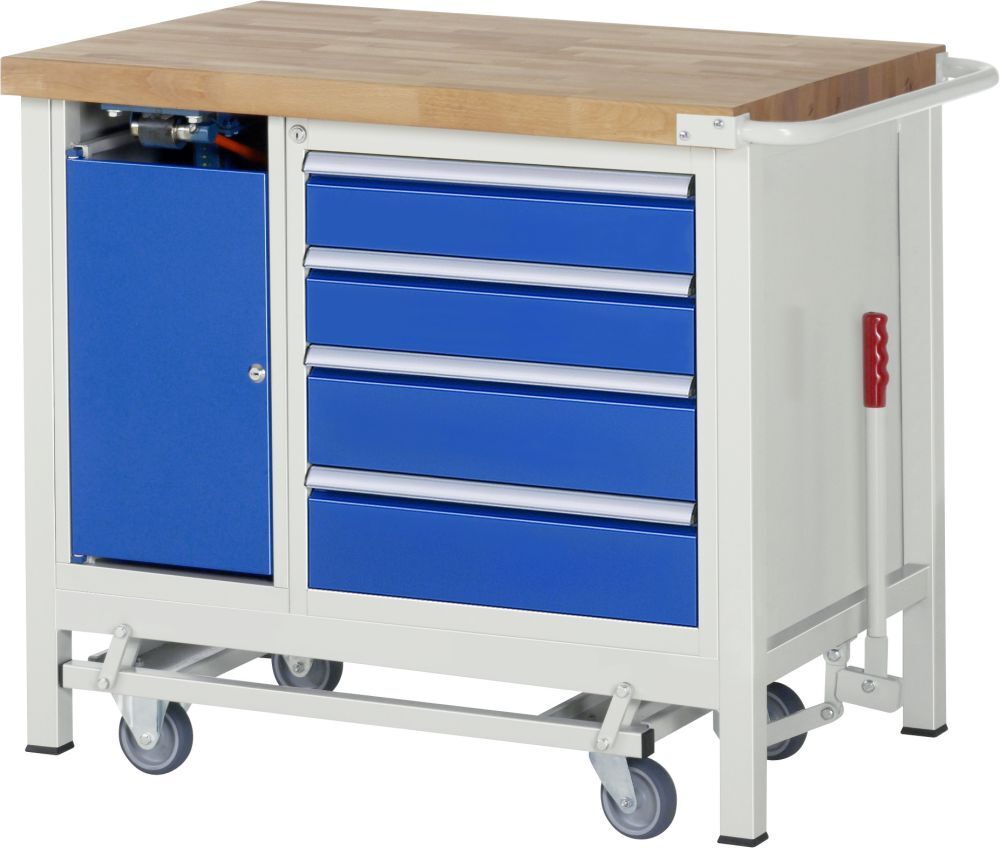 RAU Werkbank mit absenkbarem Fahrgestell Modell 8185 B 1250 mm x T 700 mm x H 880 mm Produktbild RAU Werkbank mit absenkbarem Fahrgestell Modell 8185 B 1250 mm x T 700 mm x H 880 mm bild 5