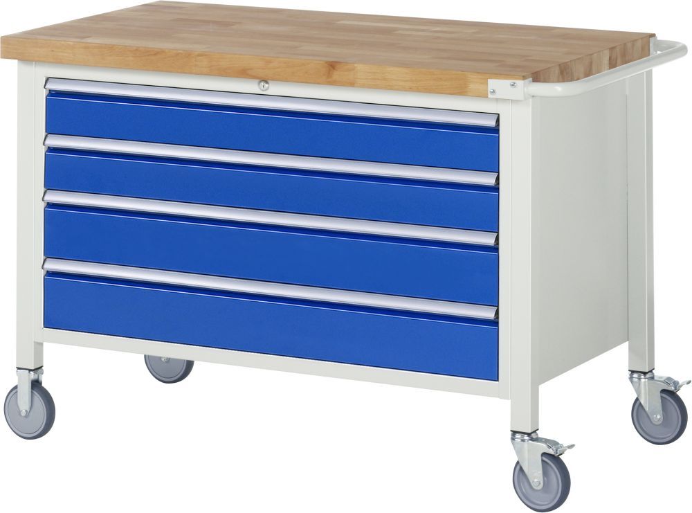 RAU Fahrbare Werkbank Modell 8362 Breite 1250 mm x Tiefe 700 mm x Höhe 880 mm Produktbild RAU Fahrbare Werkbank Modell 8362 Breite 1250 mm x Tiefe 700 mm x Höhe 880 mm