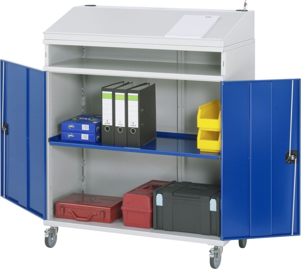Rau Beistellschrank Stehpult Modell 01 Breite 1100 mm mit 4 Lenkrollen Produktbild Rau Beistellschrank Stehpult Modell 01 Breite 1100 mm mit 4 Lenkrollen