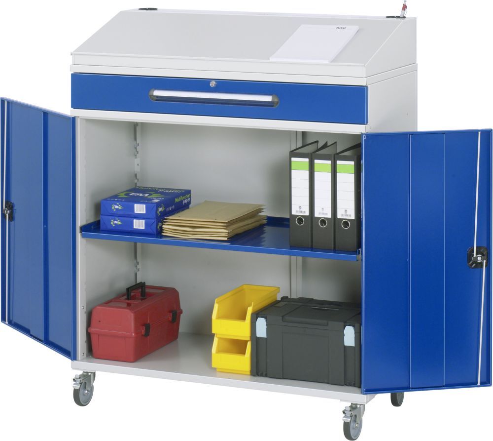 Rau Beistellschrank Stehpult Modell 02 Breite 1100 mm mit 4 Lenkrollen Produktbild Rau Beistellschrank Stehpult Modell 02 Breite 1100 mm mit 4 Lenkrollen