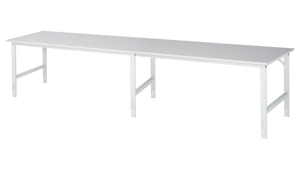 Produktbild Rau Werkbänke Arbeitstisch Tom 4000 x 1000 x 760-1080 mm M-Platte 22 mm RAL 7035