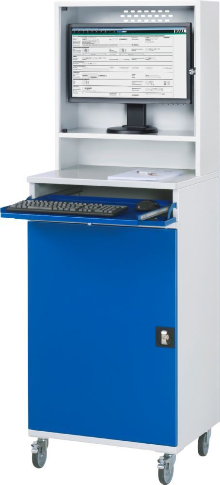 Produktbild Rau Werkbänke Computer Schrank 99 mobil 650 x 520 x 1895 mm mit Monitorgehäuse
