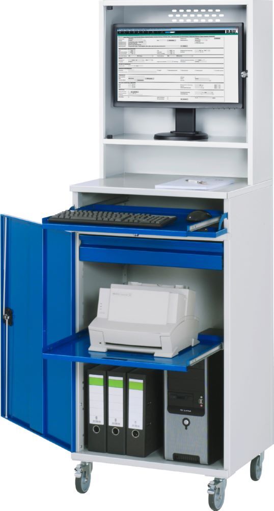 Produktbild Computer Schrank 99 mobil 650 x 520 x 1895 mm mit Monitorgehäuse bild 3