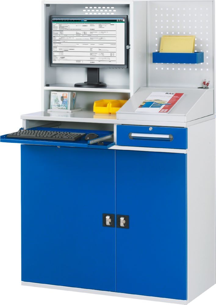 Produktbild Rau Werkbänke Computer-Schrank 99 stationär 1100 x 520 x 1770 mm mit Monitorgehäuse