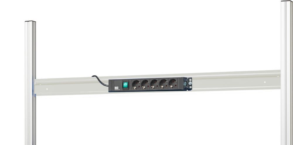 Produktbild Rau Werkbänke Energieleiste mit Halteschiene 750 x 85 x 80 mm RAL7035