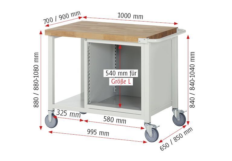 Rau Werkbänke Fahrbare Werkbank 8162 1000 x 900 x 880 bis 1080 mm mit 4 Schubladen in blau Produktbild Rau Werkbänke Fahrbare Werkbank 8162 1000 x 900 x 880 bis 1080 mm mit 4 Schubladen in blau bild 2