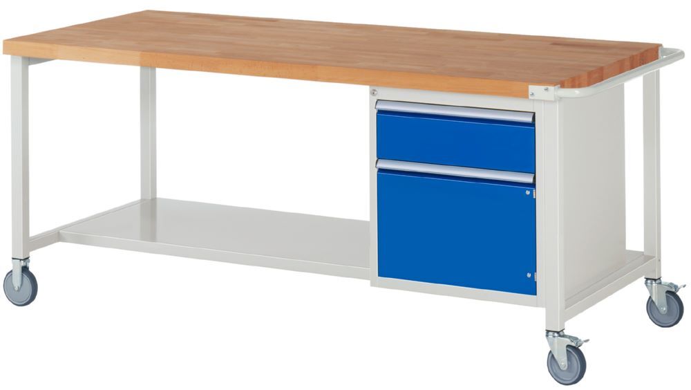 Rau Werkbänke Fahrbare Werkbank 8152 1 Schublade 1 Tür 2000 x 900 x 880 bis 1080 mm Produktbild Rau Werkbänke Fahrbare Werkbank 8152 1 Schublade 1 Tür 2000 x 900 x 880 bis 1080 mm