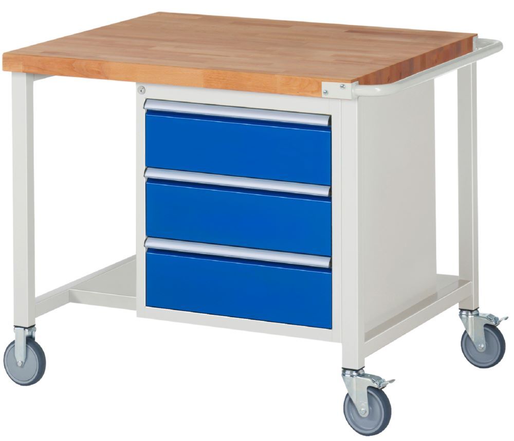 Rau Werkbänke Fahrbare Werkbank 8157 mit 3 Schubladen 1000 x 900 x 880 mm Produktbild Rau Werkbänke Fahrbare Werkbank 8157 mit 3 Schubladen 1000 x 900 x 880 mm