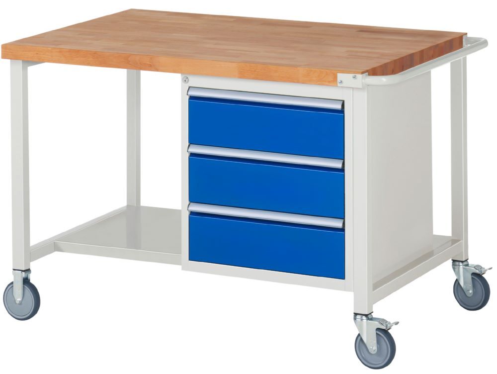 Rau Werkbänke Fahrbare Werkbank 8157 3 Schubladen 1250 x 900 x 880 bis 1080 mm Produktbild Rau Werkbänke Fahrbare Werkbank 8157 3 Schubladen 1250 x 900 x 880 bis 1080 mm