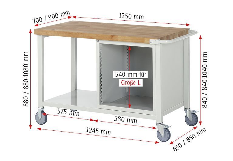 Rau Werkbänke Fahrbare Werkbank 8157 1250 x 900 x 880 mm mit 3 Schubladen Produktbild Rau Werkbänke Fahrbare Werkbank 8157 1250 x 900 x 880 mm mit 3 Schubladen bild 2