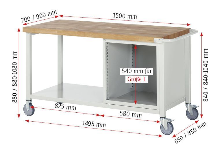 Rau Werkbänke Fahrbare Werkbank 8162 mit 4 Schubladen 1500 x 900 x 880 mm Produktbild Rau Werkbänke Fahrbare Werkbank 8162 mit 4 Schubladen 1500 x 900 x 880 mm bild 3