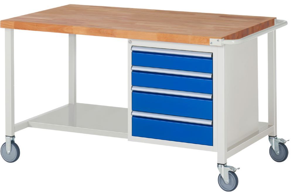 Rau Werkbänke Fahrbare Werkbank 8162 mit 4 Schubladen 1500 x 900 x 880 mm Produktbild Rau Werkbänke Fahrbare Werkbank 8162 mit 4 Schubladen 1500 x 900 x 880 mm