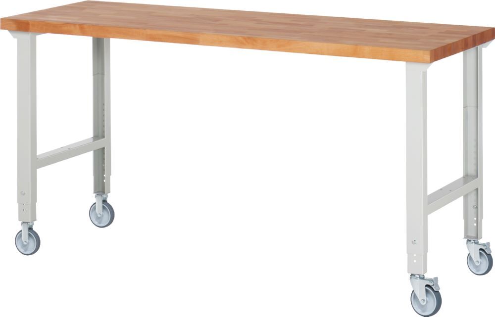 Produktbild Rau Werkbänke Fahrbare Werkbank 7000-1 2000 x 700 x 950-1000 mm Arbeitsplatte 40 mm RAL 7035