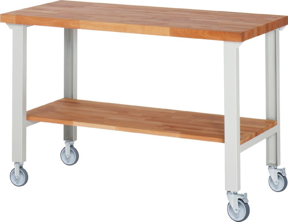 Produktbild Rau Werkbänke Fahrbare Werkbank 7000-7 1500 x 700 x 1000 mm Arbeitsplatte 40 mm RAL 7035