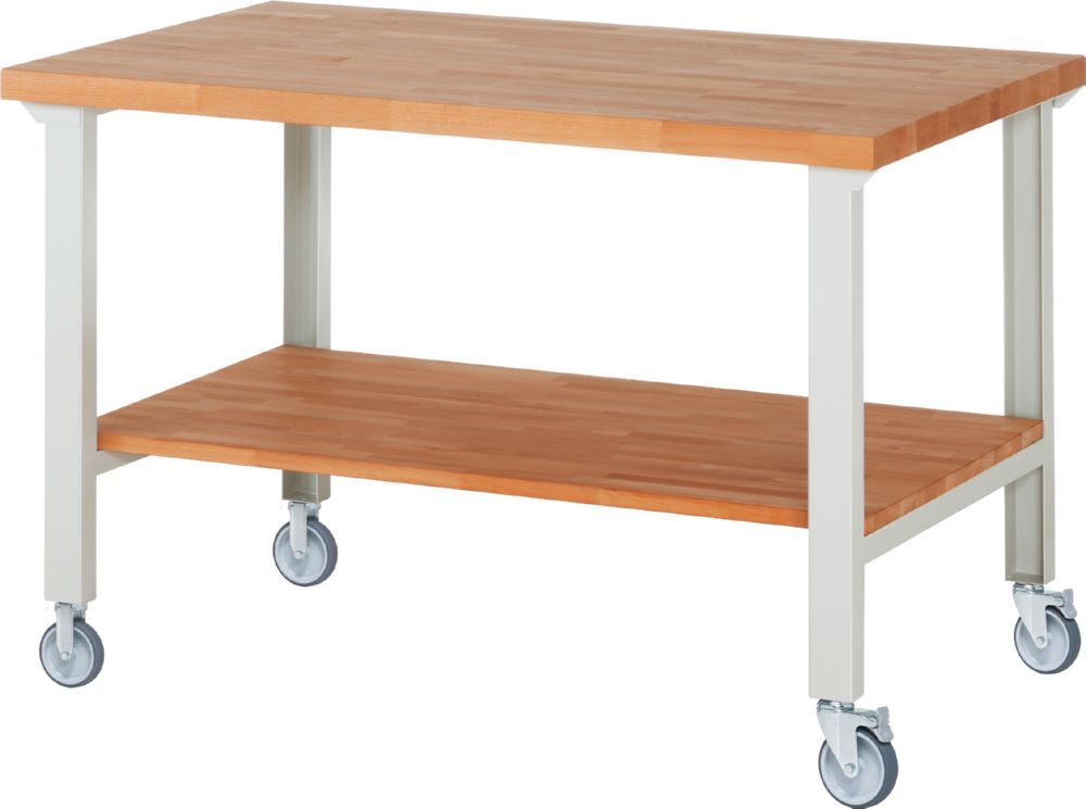 Produktbild Rau Werkbänke Fahrbare Werkbank 7000-7 1500 x 900 x 1000 mm Arbeitsplatte 40 mm RAL 7035