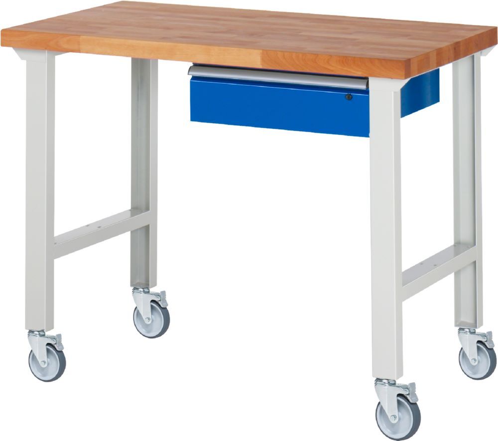 Produktbild Rau Werkbänke Fahrbare Werkbank 7001A1 1250 x 700 x 1000 mm mit 1 Schublade mit 4 Lenkrollen