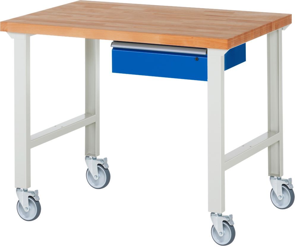 Produktbild Rau Werkbänke Fahrbare Werkbank 7001A1 1250 x 900 x 1000 mm mit 1 Schublade mit 4 Lenkrollen