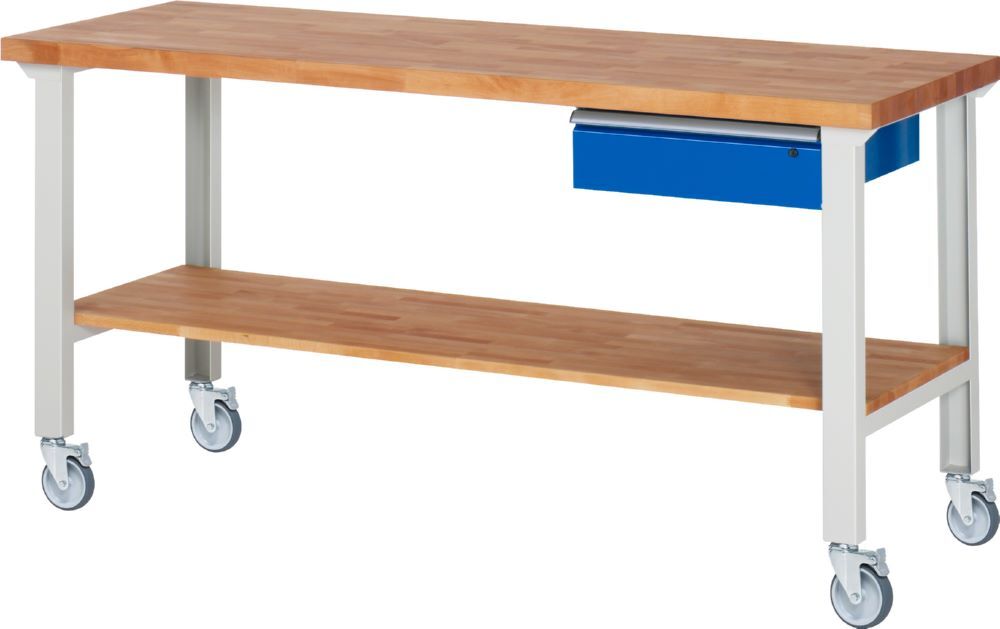 Produktbild Rau Werkbänke Fahrbare Werkbank 7001A7 2000 x 700 x 1000 mm mit 1 Schublade mit 4 Lenkrollen