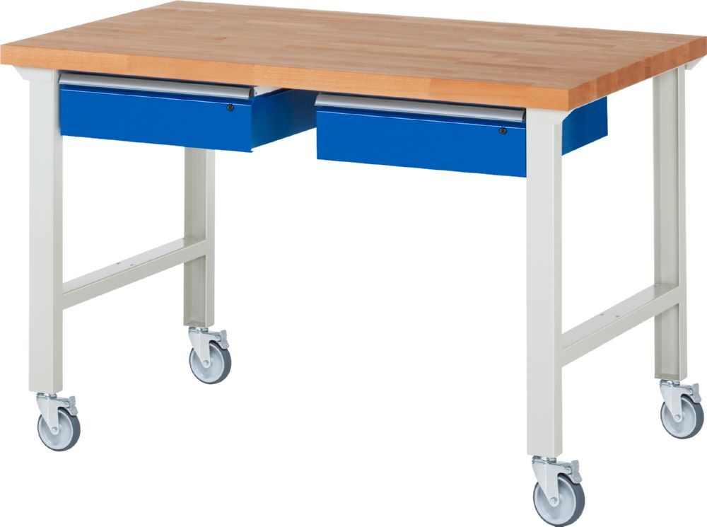 Produktbild Rau Werkbänke Fahrbare Werkbank 7002A1 1500 x 900 x 1000 mm mit 2 Schubladen mit 4 Lenkrollen