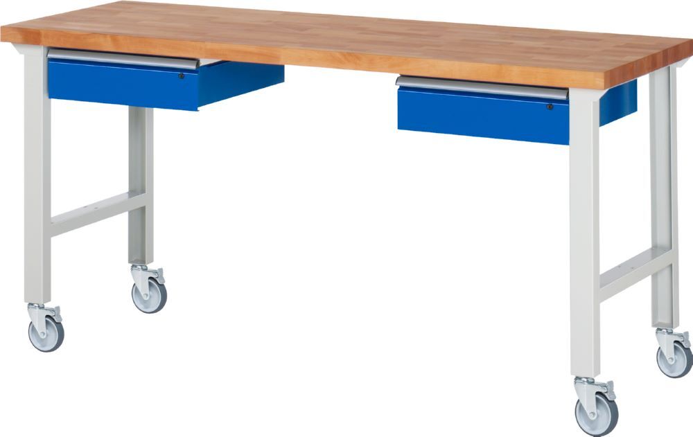 Produktbild Rau Werkbänke Fahrbare Werkbank 7002A1 2000 x 700 x 1000 mm mit 2 Schubladen mit 4 Lenkrollen