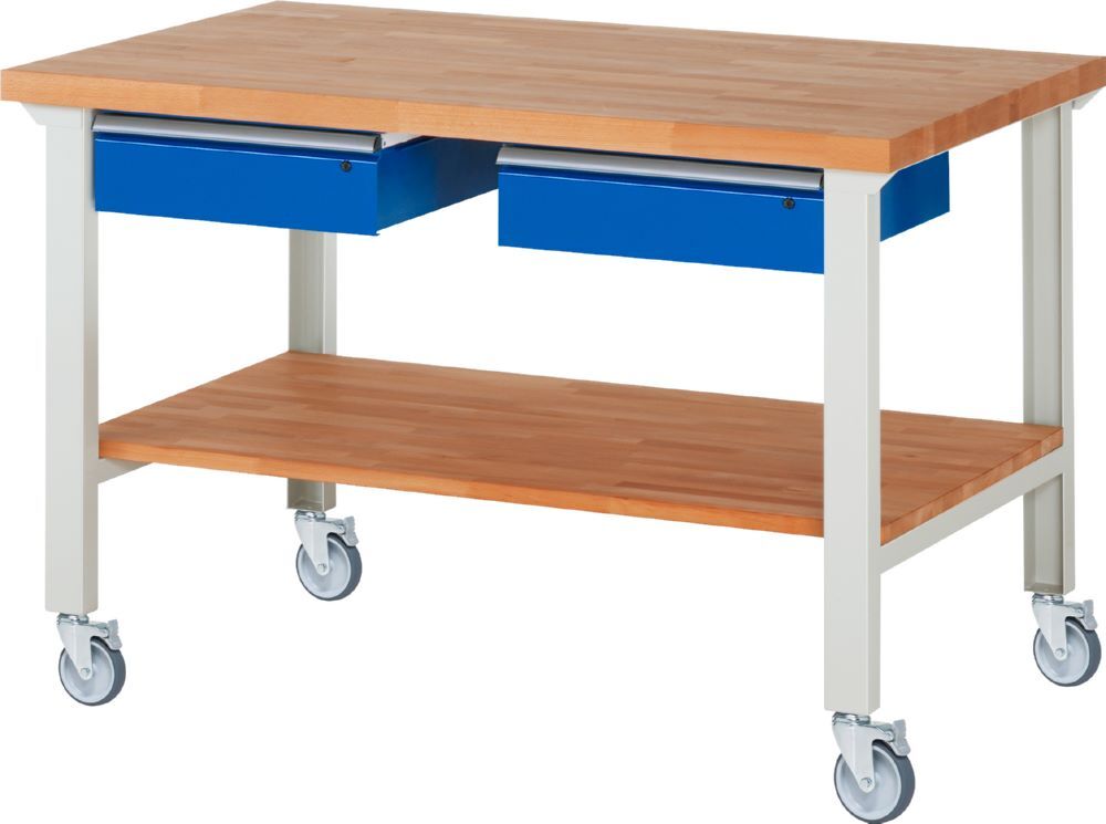 Produktbild Rau Werkbänke Fahrbare Werkbank 7002A7 1500 x 900 x 1000 mm mit 2 Schubladen mit 4 Lenkrollen