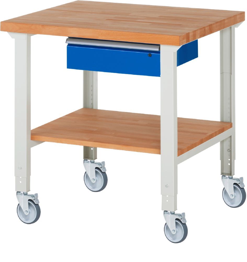 Produktbild Rau Werkbänke Fahrbare Werkbank 7001A7 1000 x 900 x 950-1000 mm mit 1 Schublade 4 Lenkrollen