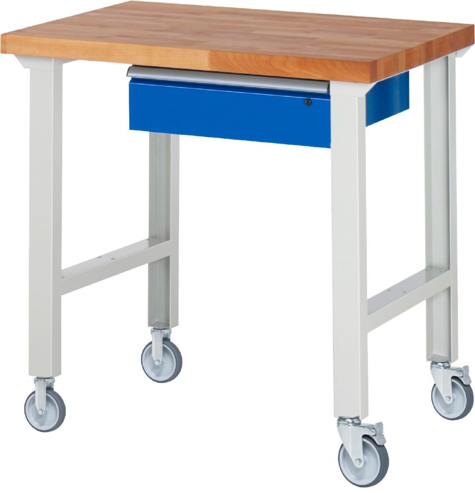 Produktbild Rau Werkbänke Fahrbare Werkbank 7001A1 1000 x 700 x 1000 mm mit 1 Schublade RAL 7035/5010