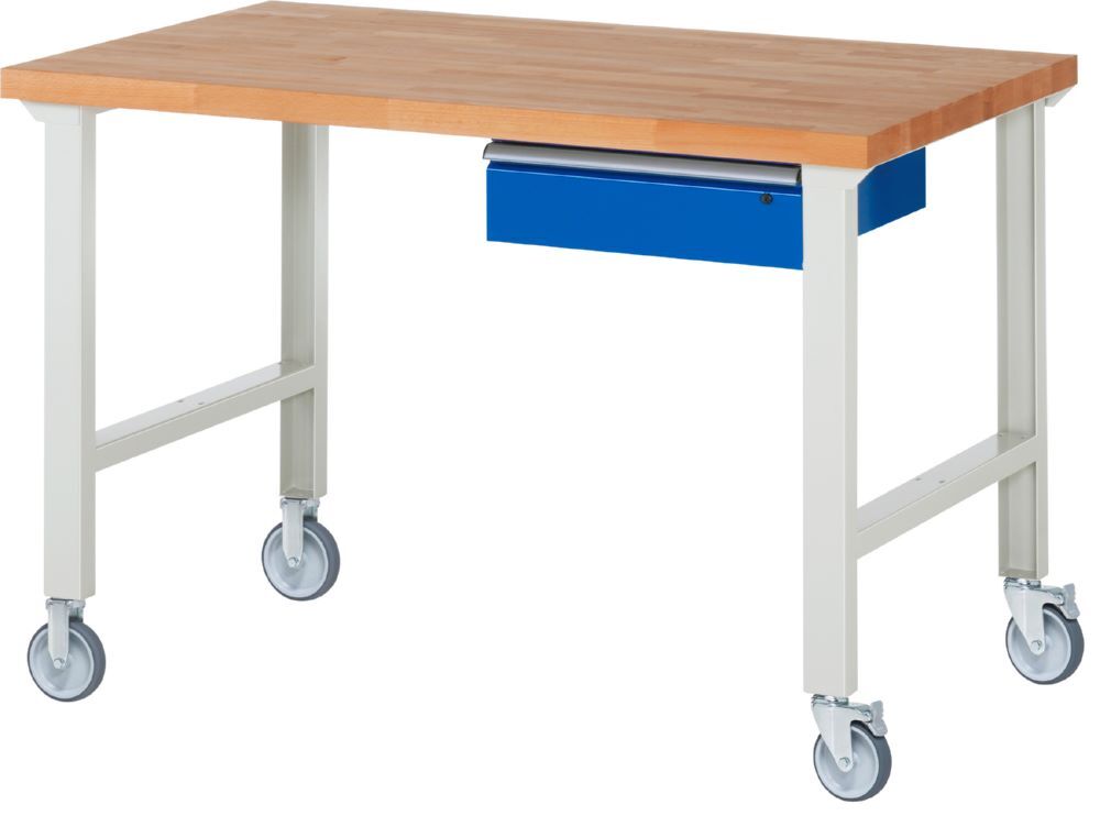 Produktbild Rau Werkbänke Fahrbare Werkbank 7001A1 1500 x 900 x 1000 mm mit 1 Schublade RAL 7035/5010