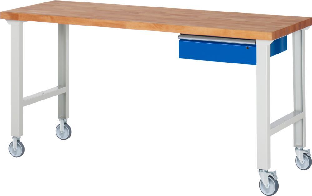 Produktbild Rau Werkbänke Fahrbare Werkbank 7001A1 2000 x 700 x 1000 mm mit 1 Schublade RAL 7035/5010