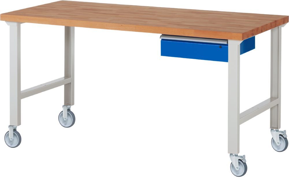 Produktbild Rau Werkbänke Fahrbare Werkbank 7001A1 2000 x 900 x 1000 mm mit 1 Schublade RAL 7035/5010