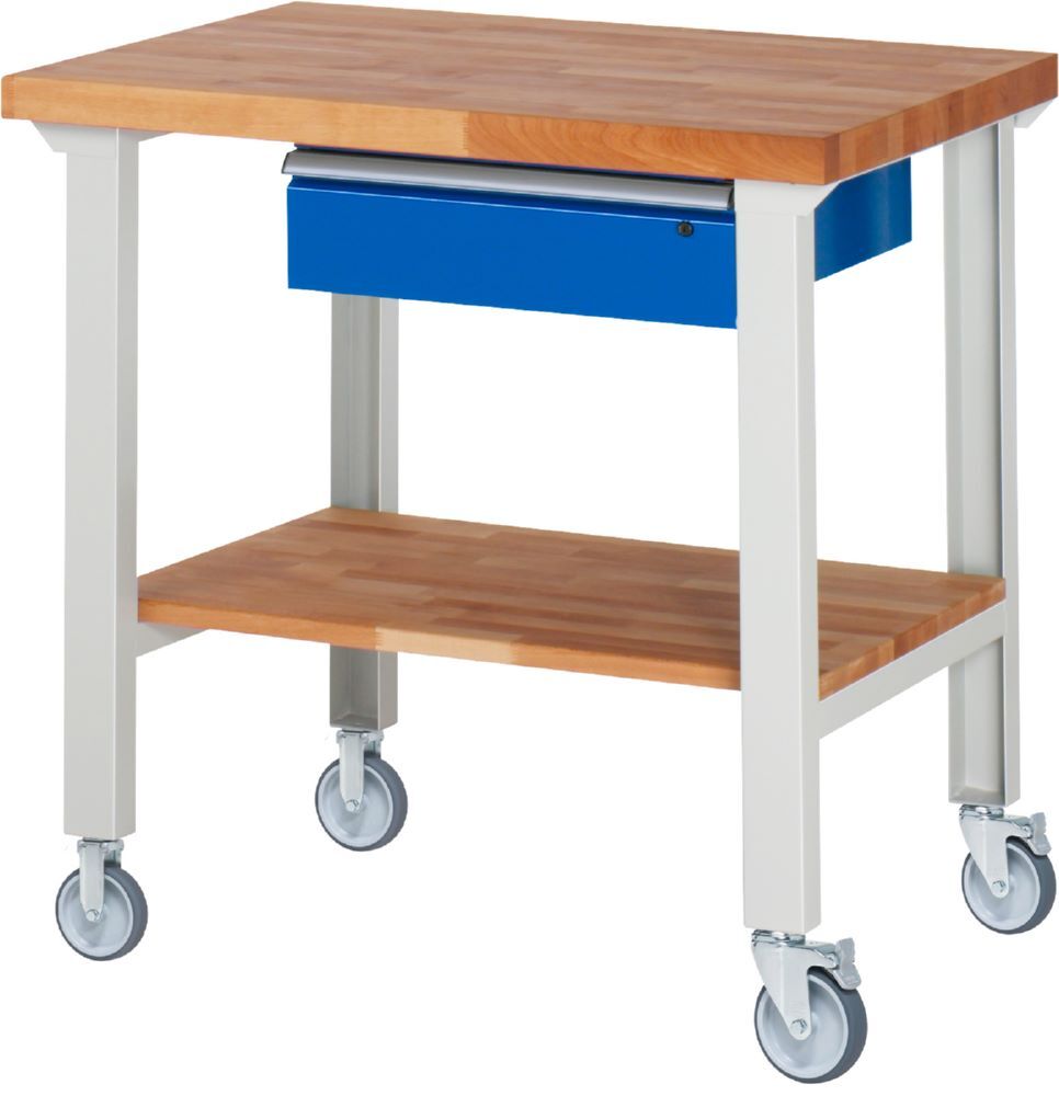 Produktbild Rau Werkbänke Fahrbare Werkbank 7001A7 1000 x 700 x 1000 mm mit 1 Schublade RAL 7035/5010