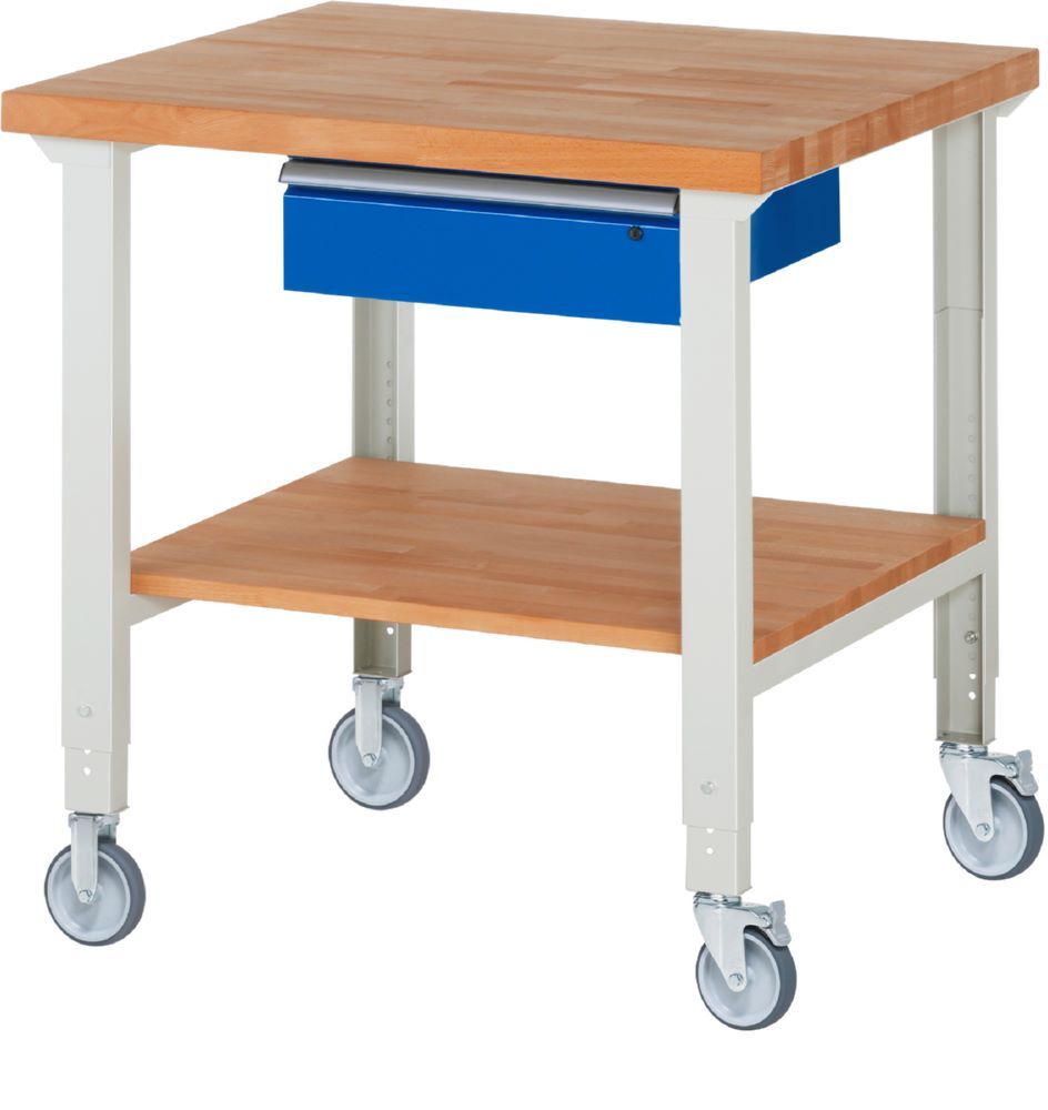 Produktbild Rau Werkbänke Fahrbare Werkbank 7001A7 1000 x 900 x 950-1000 mm mit 1 Schublade RAL 7035/5010